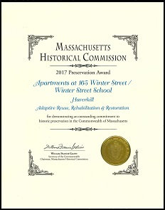 Massachusetts Historical Commission Preservation Award 2017